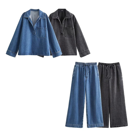 Heera denim coord set (2 Colors)