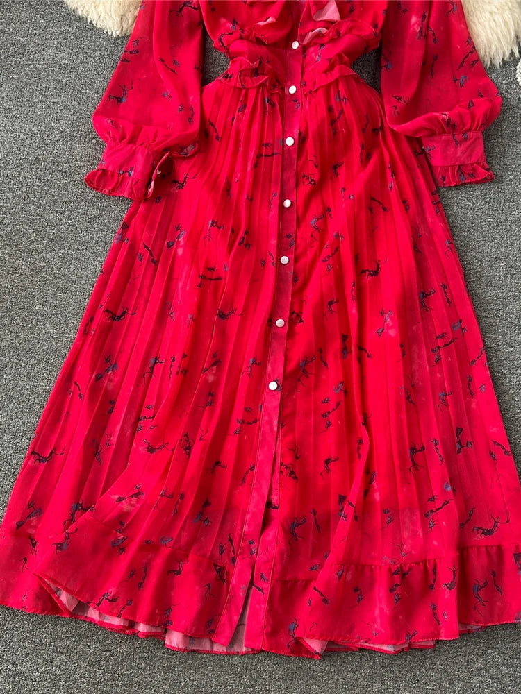 Jane Printed Pleated Dress