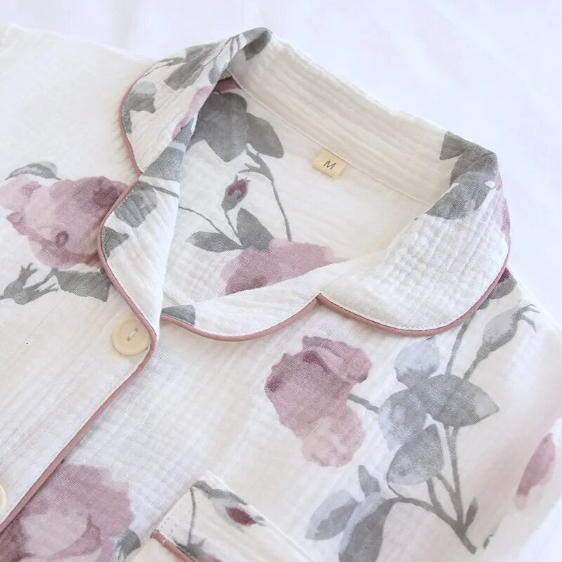 Purple fog rose cotton crepe Pajama set