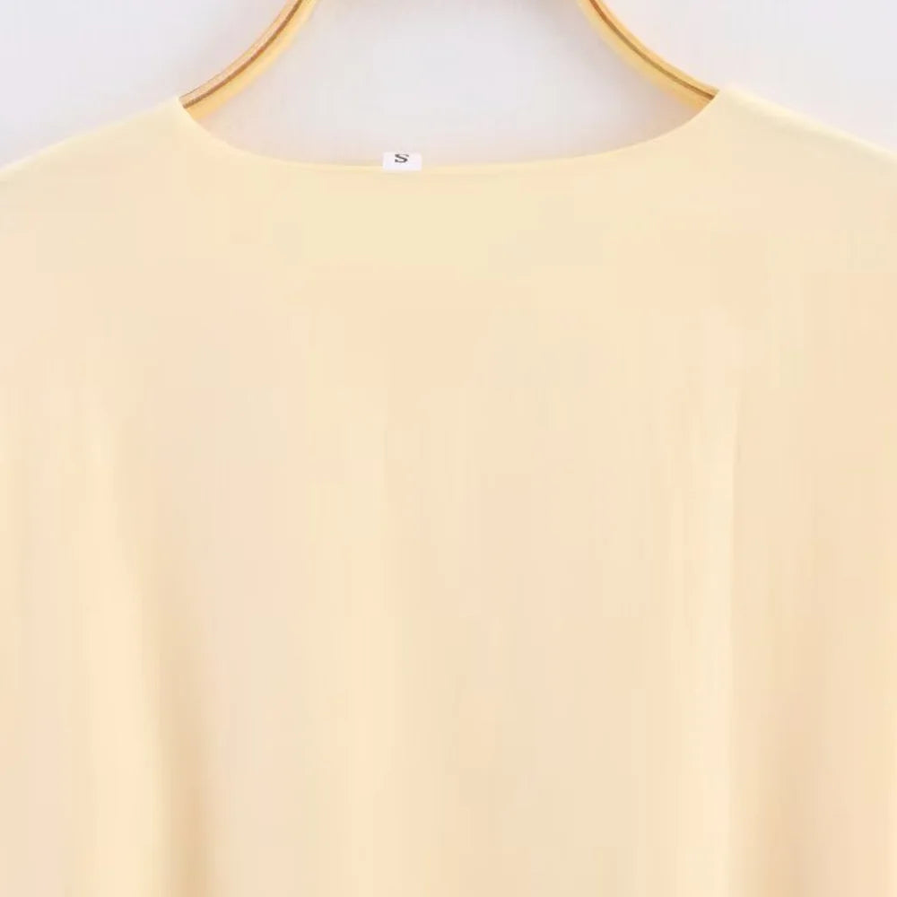 Hanam linen-look long top with slits