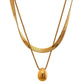 Drop pendant snake chain layered necklace(2 Colors)