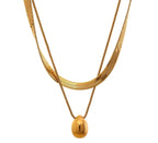 Drop pendant snake chain layered necklace(2 Colors)