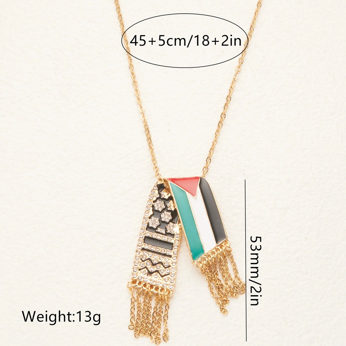 Kufiya scarf with zircon tassels pendant Necklaces