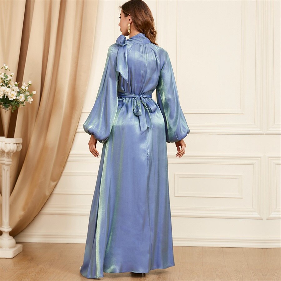 Megan Solid Bow Stand Collar Maxi Dress(2 Colors)