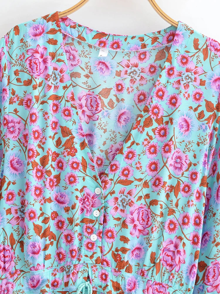 Zinneerah Aqua Meadow Tiered Maxi