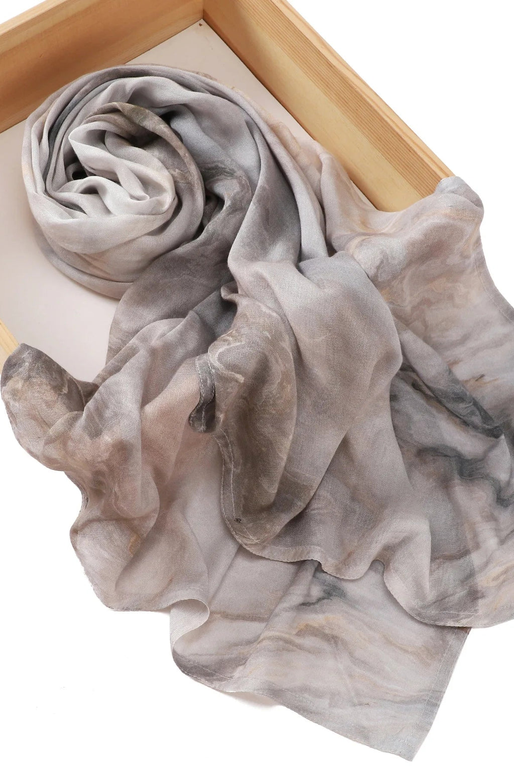 Marble Printed Modal Hijab -Khaki Ash