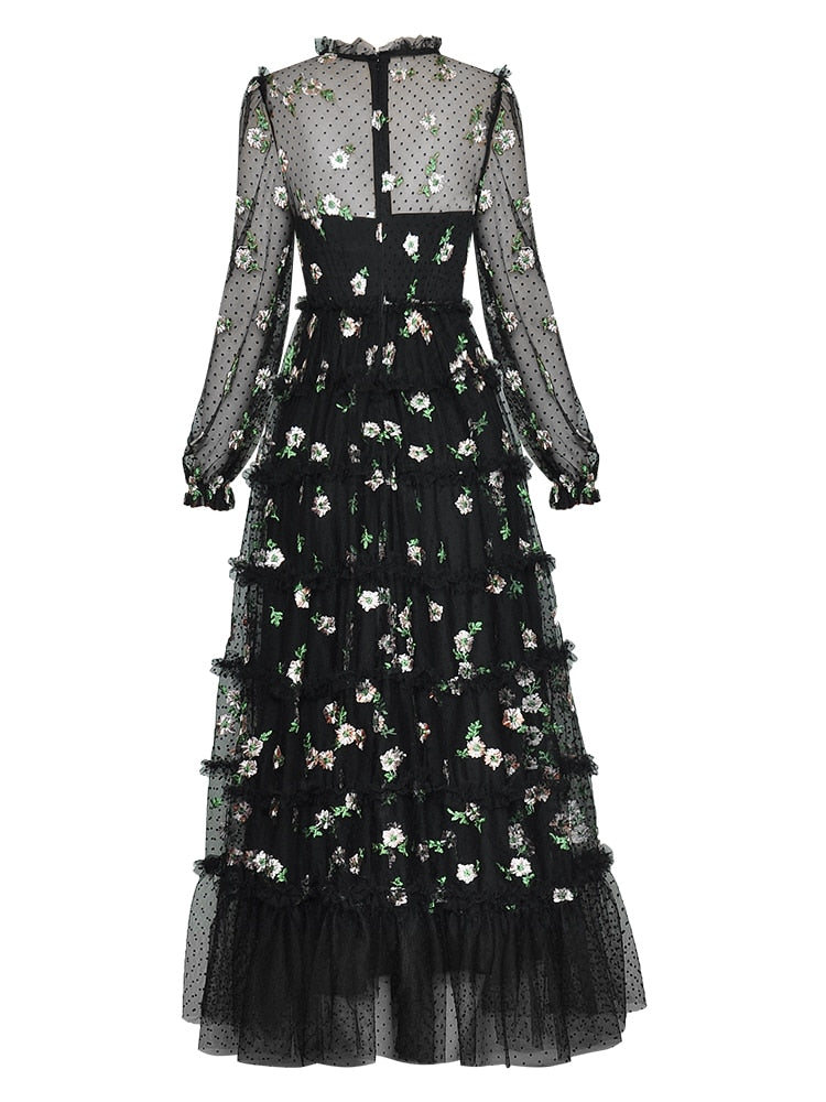 Alondra Flower Embroidery  Long Dress(2 Colors)