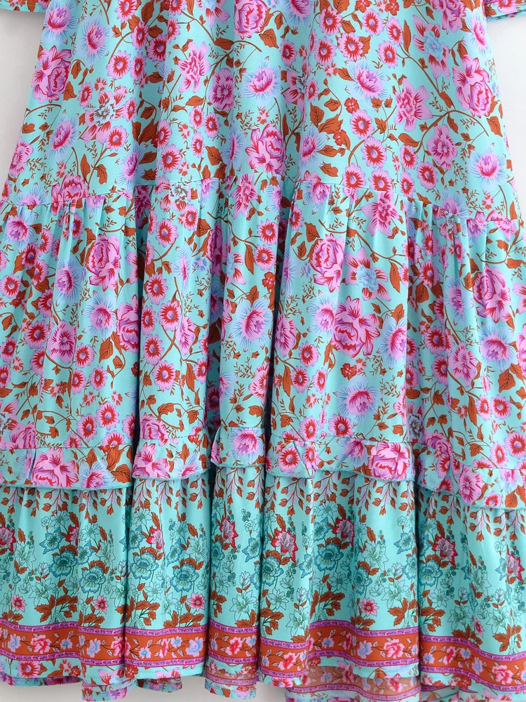 Zinneerah Aqua Meadow Tiered Maxi