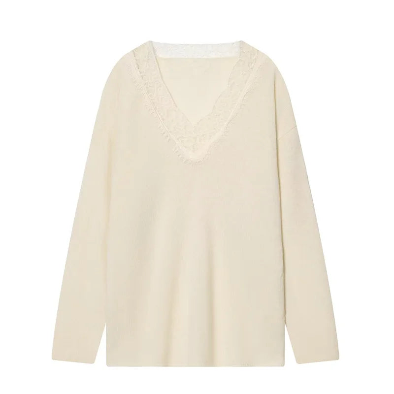 Noor Lace Trim Knit Top (2 Colors)