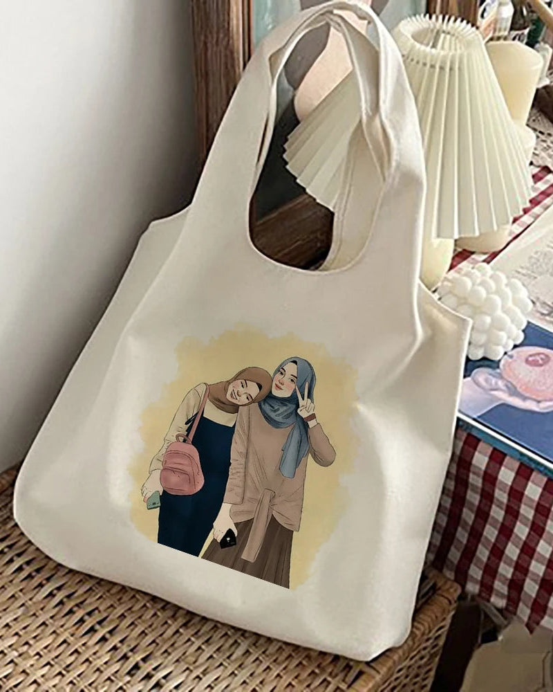 Hijabi Girl Print Tote Bag