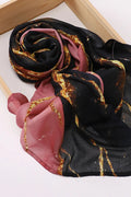 Marble Printed Modal Hijab -Black &Gold