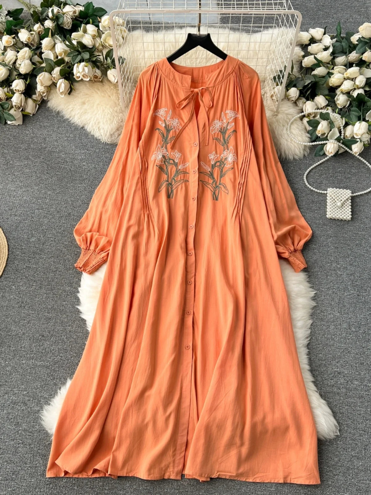 Qadira Embroidered Loose Tunic Dress