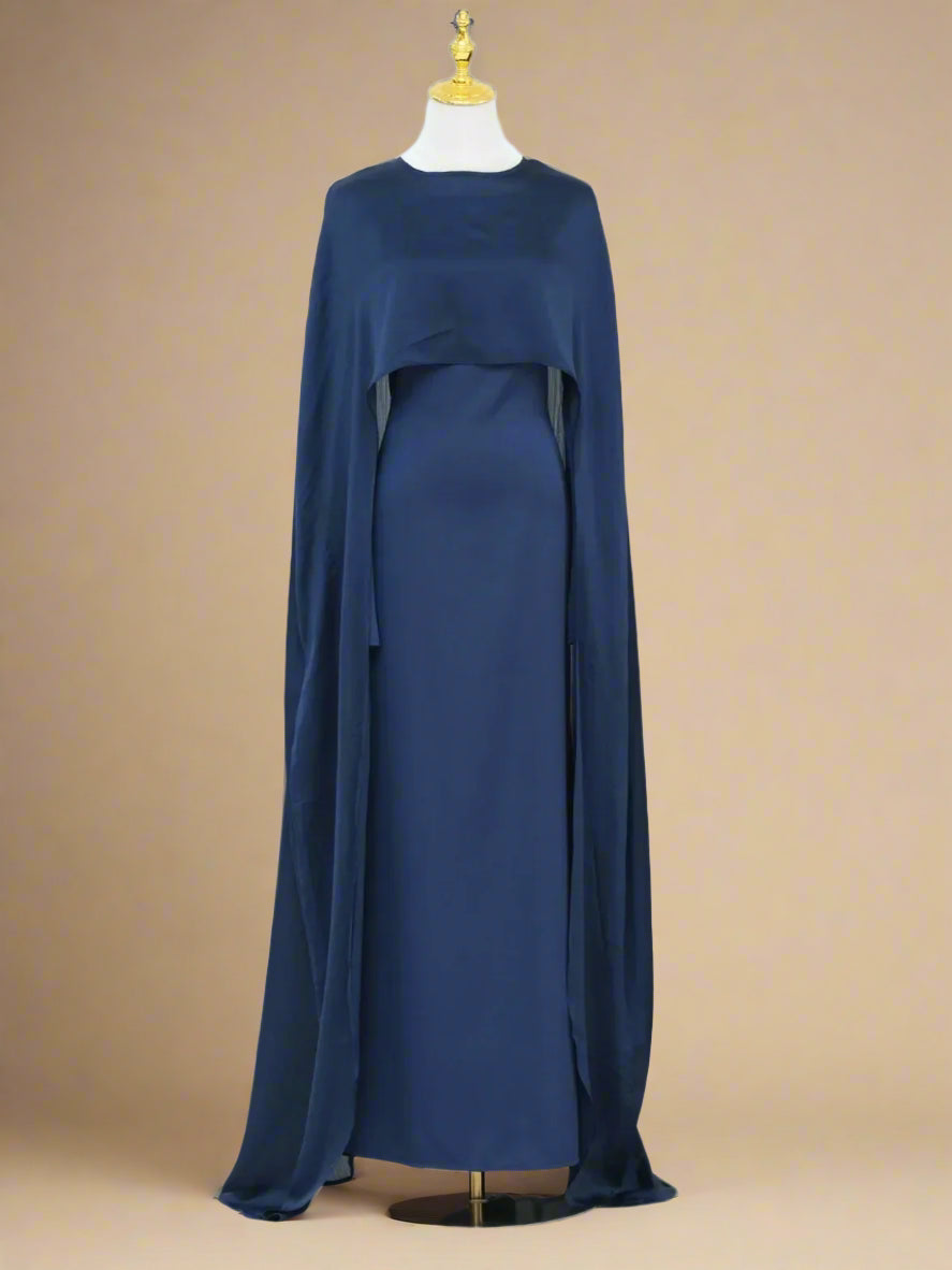 Azizah back tie dress with cape