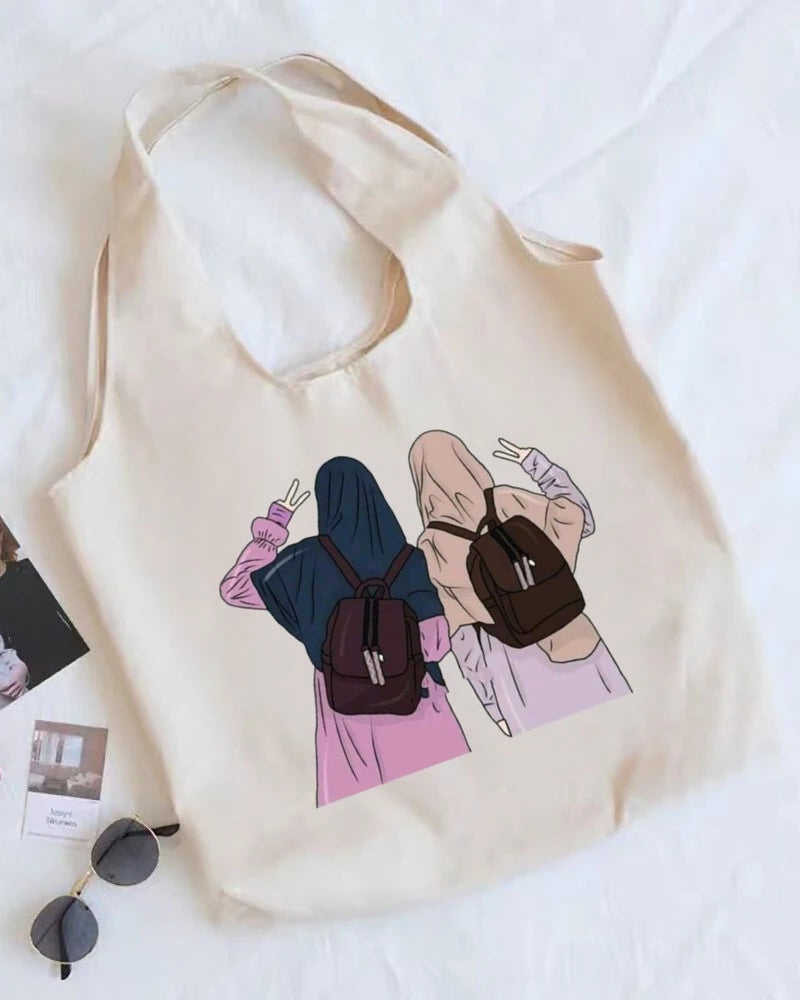 Hijabi Girl Print Tote Bag