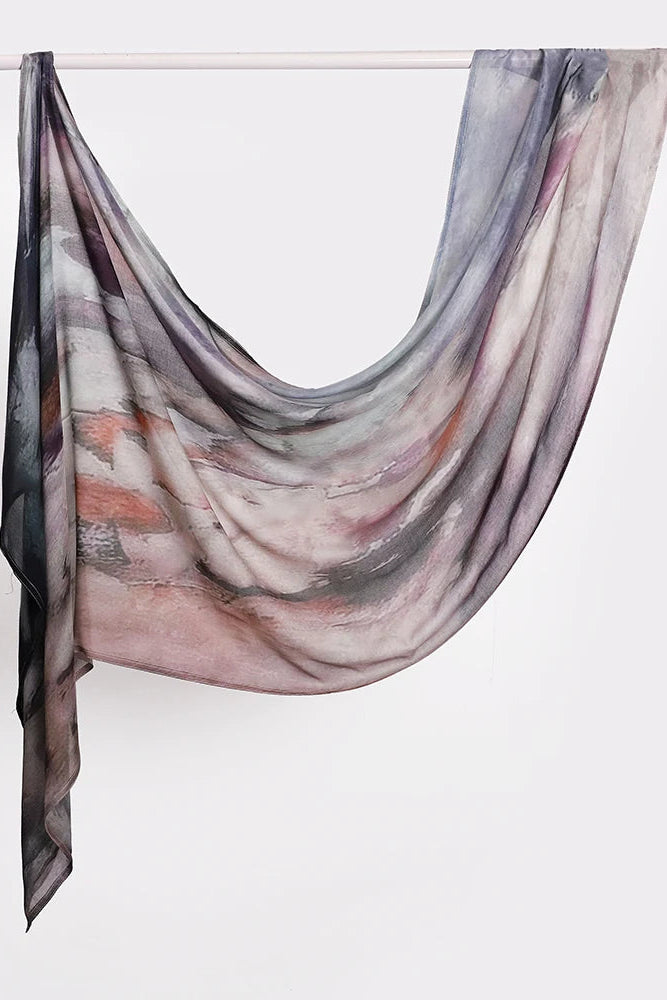 Water color Print Modal Hijab-Stormy Dusk