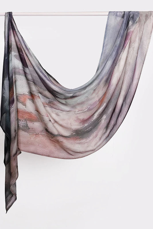 Water color Print Modal Hijab-Stormy Dusk