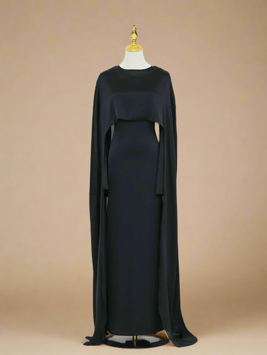 Azizah back tie dress with cape