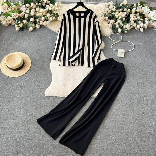 Magnolia Knitted Suits-Top+ Wide Legs  Pants(4 Colors)