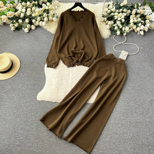 Maeve Knitted Suits- Top +Wide Legs Pants(5 Colors)