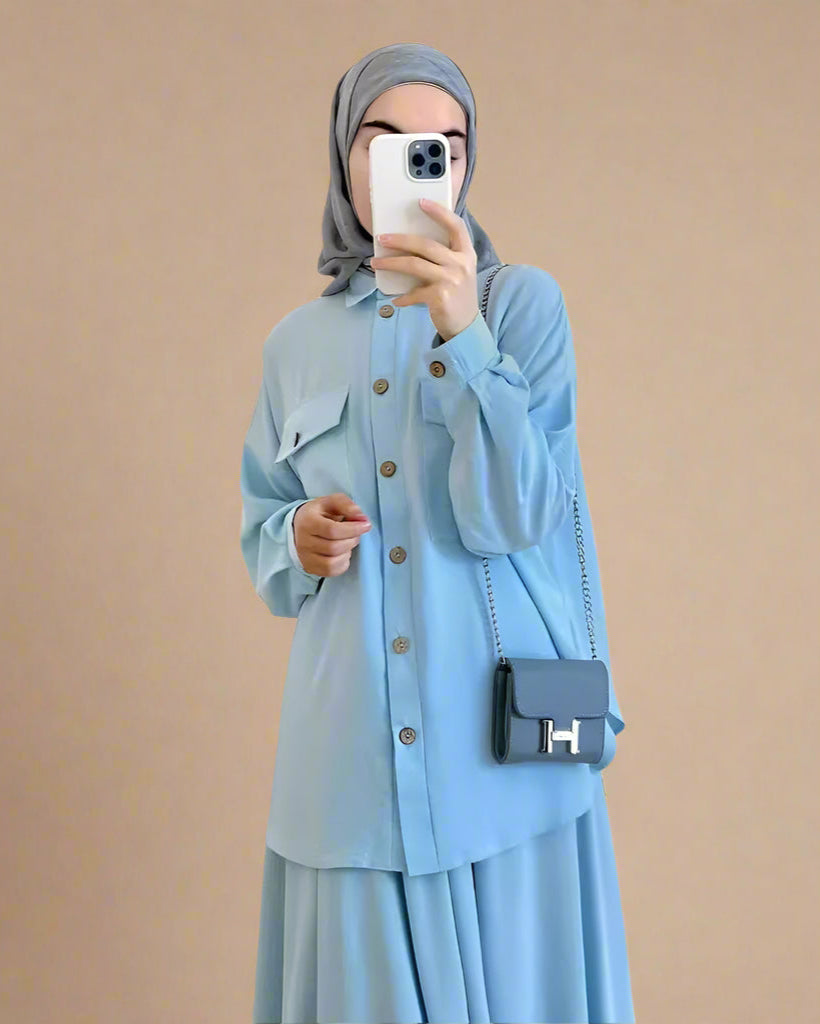 Jahanara Long Sleeve Shirt and Skirts Set (2 Colors)