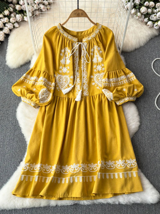 Bahiya embroidery summer tunic dress (4 Colors)