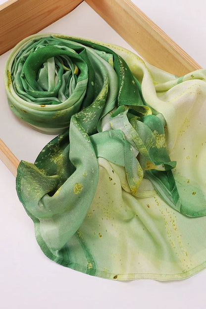 Marble Printed Modal Hijab- Deep Green & Lime green Blend