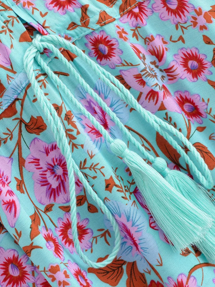 Zinneerah Aqua Meadow Tiered Maxi