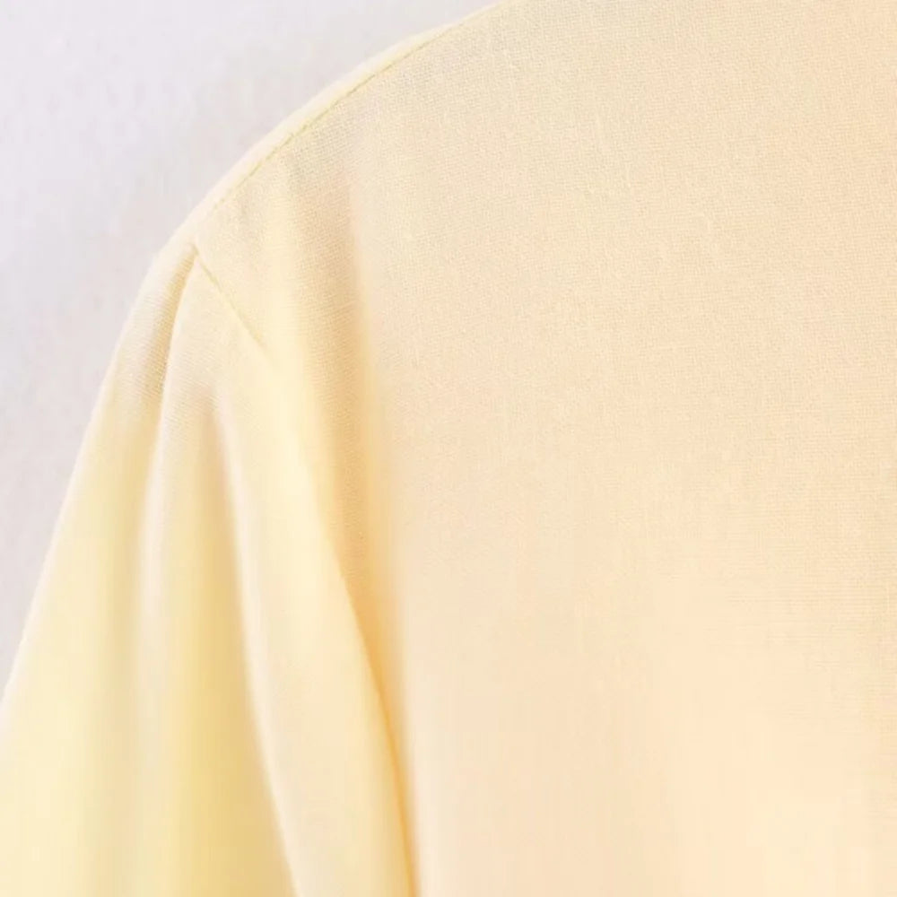 Hanam linen-look long top with slits