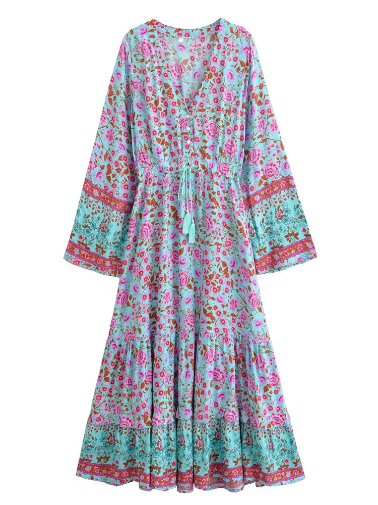 Zinneerah Aqua Meadow Tiered Maxi
