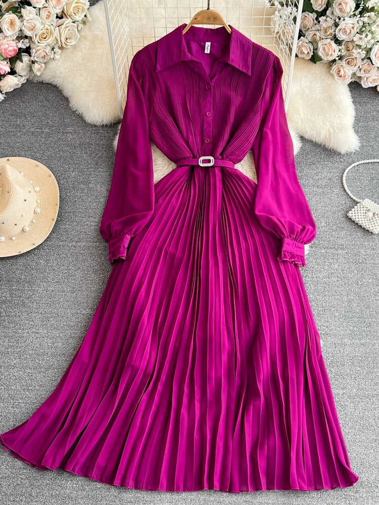 Madelyn Pleated Long Dress(7 Colors)