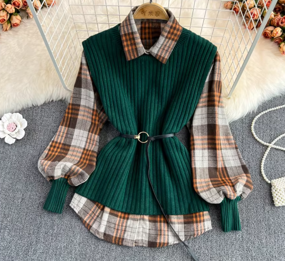 Cadence Plaid Shirts- Two Piece Sets