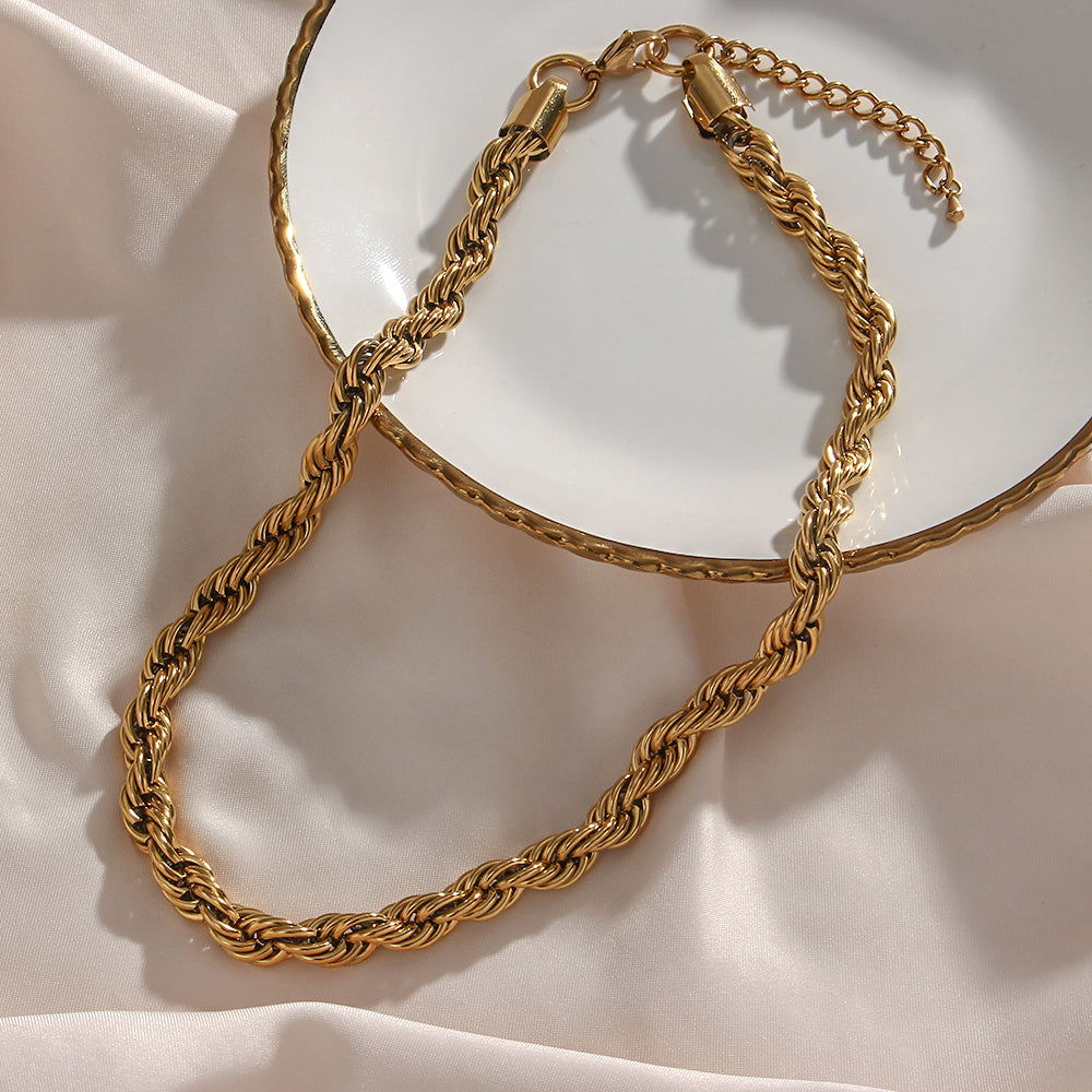 Leonie Twisted Rope Chain Necklace & Bracelet Set