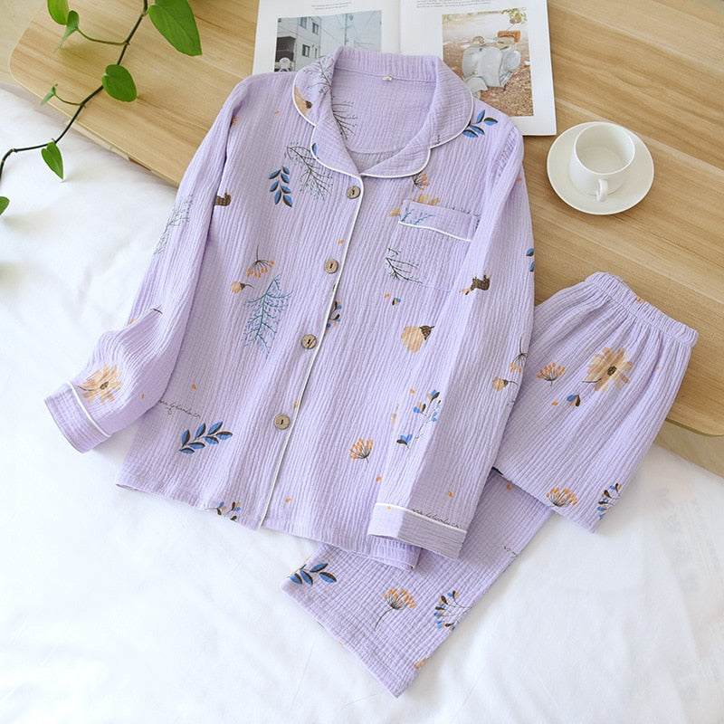 Floral Purple Pajamas Set