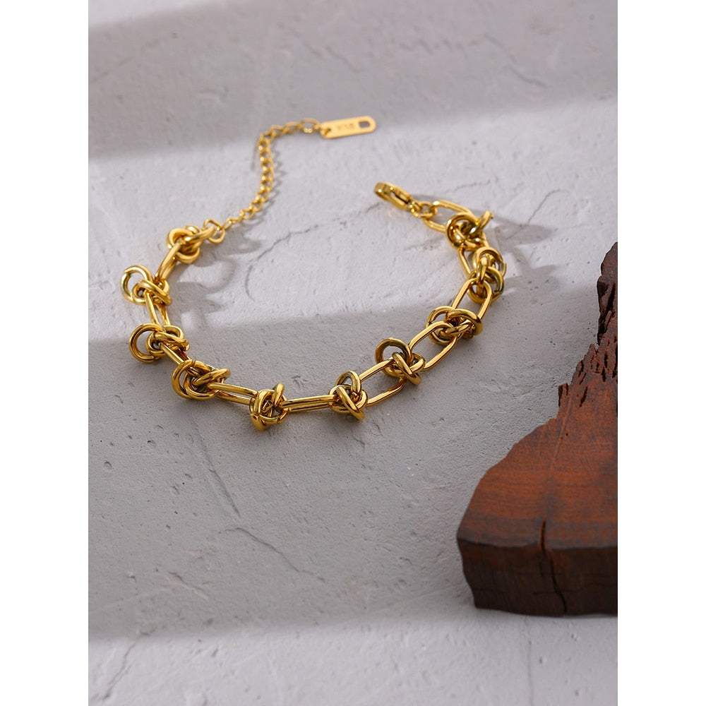 Renata Gold plated Chained Necklace& Bracelet Set.