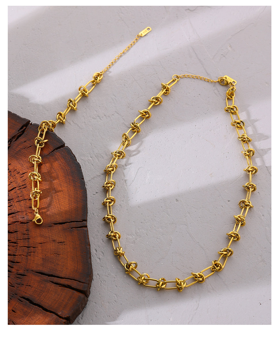 Renata Gold plated Chained Necklace& Bracelet Set.