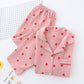 Peach-Red Heart Printed Pajama Set