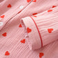 Peach-Red Heart Printed Pajama Set