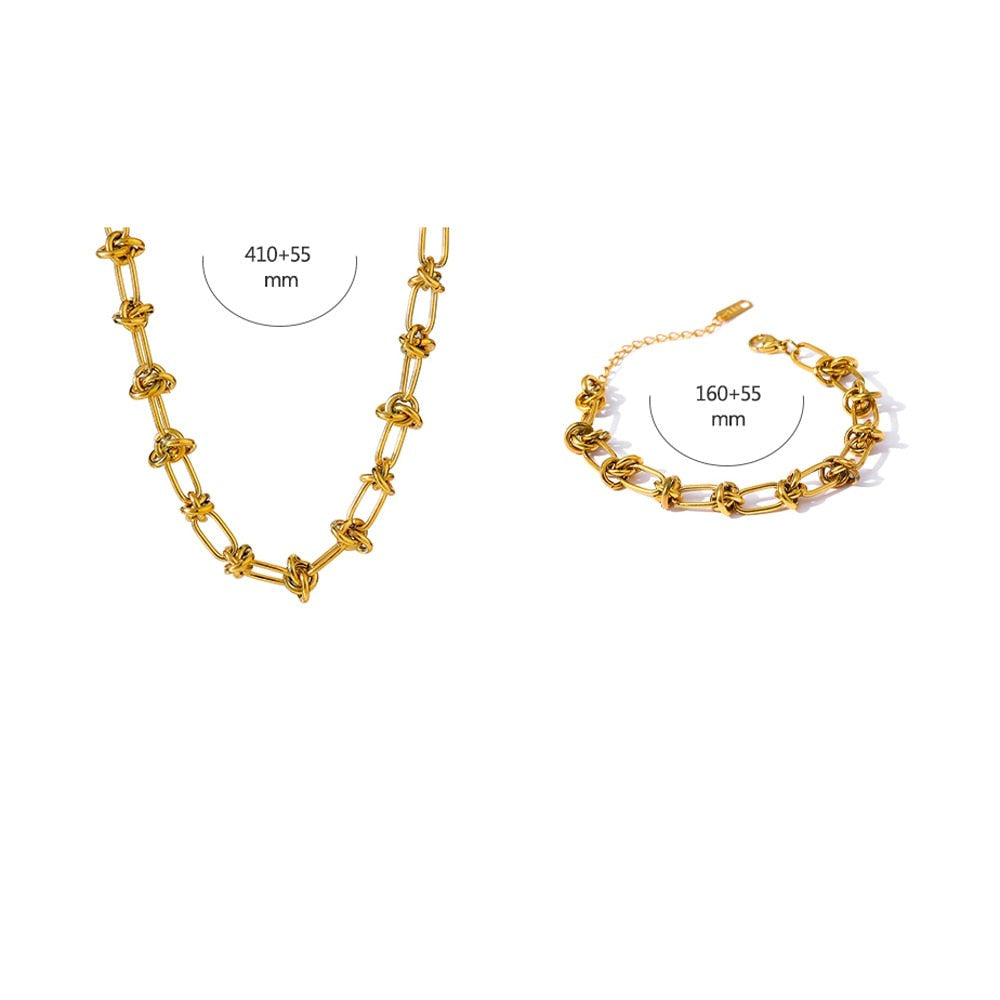 Renata Gold plated Chained Necklace& Bracelet Set.