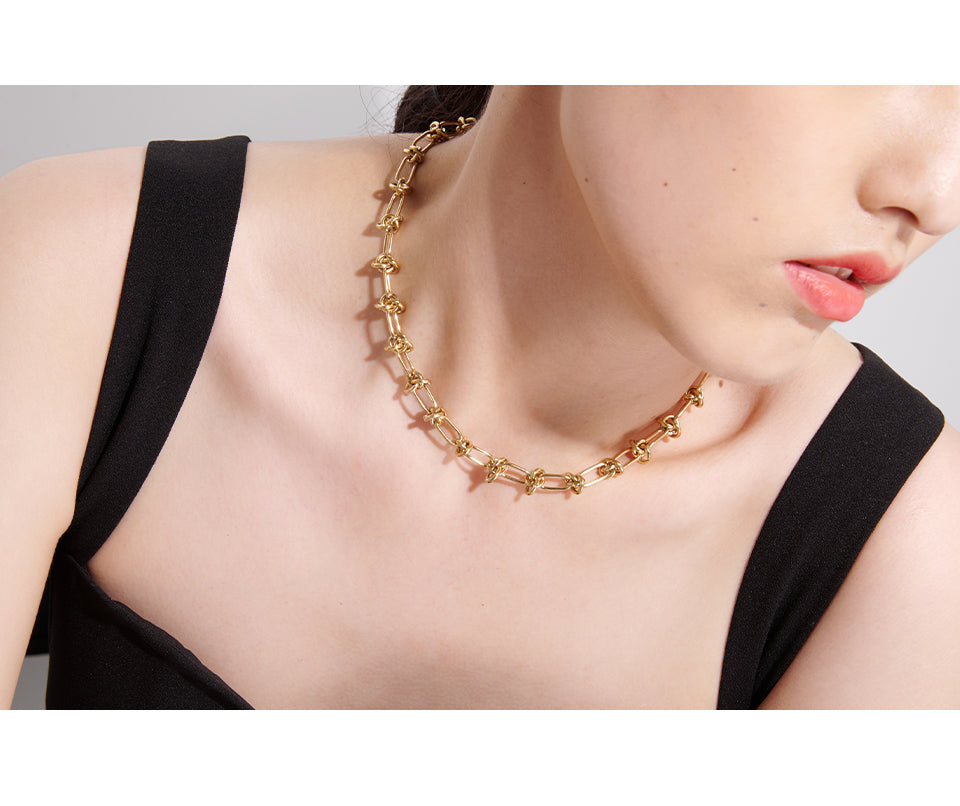 Renata Gold plated Chained Necklace& Bracelet Set.