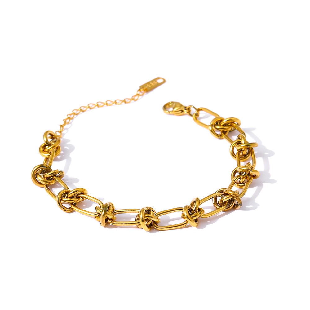 Renata Gold plated Chained Necklace& Bracelet Set.