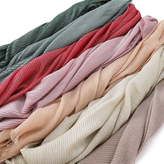 Shimmer Rippled Hijab(24 Colors)