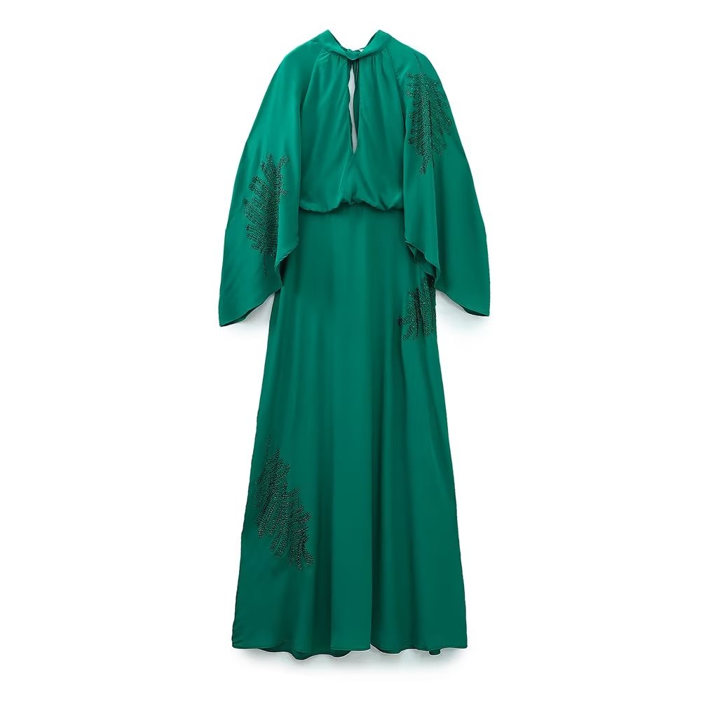 Ghaliyah Green Shiny Long Dress