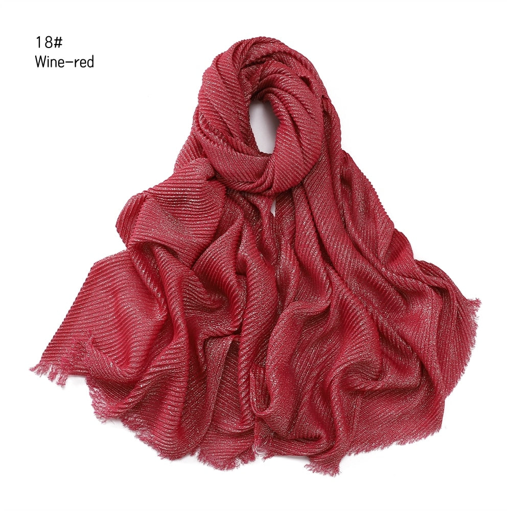 Shimmer Rippled Hijab(24 Colors)