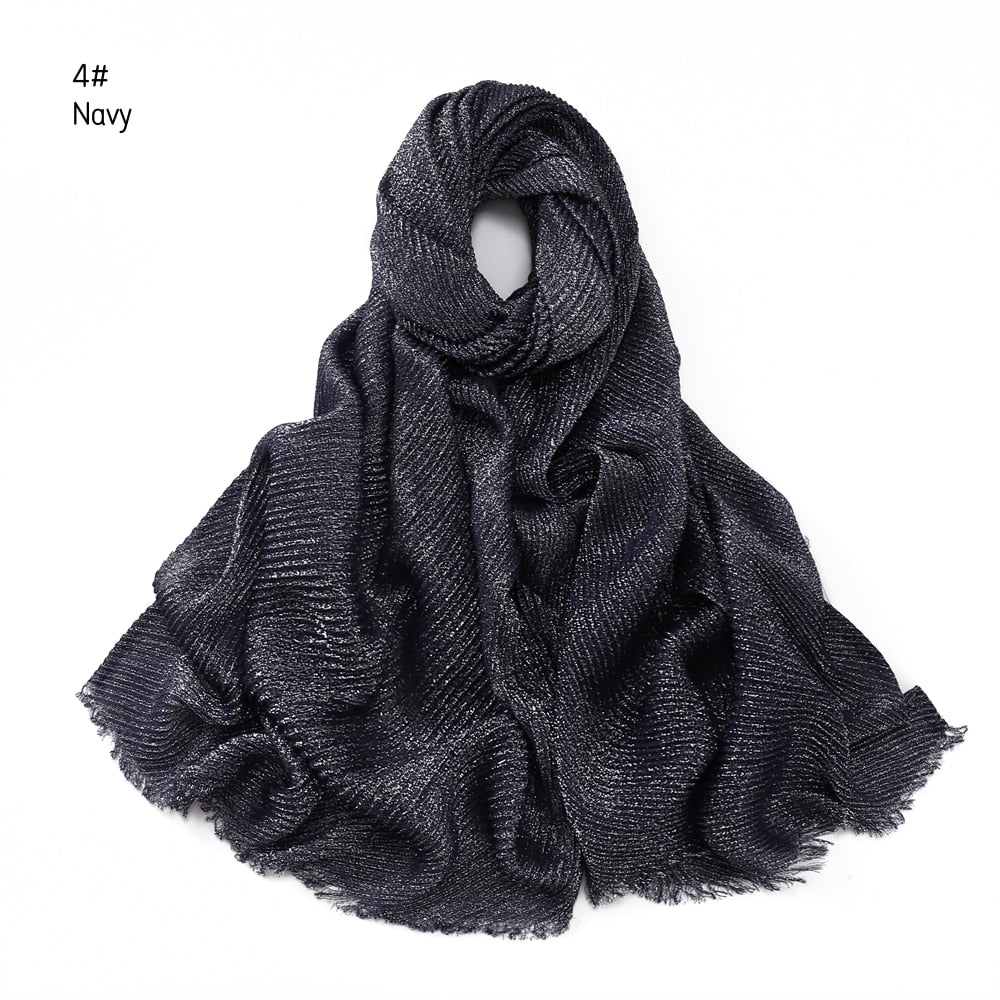 Shimmer Rippled Hijab(24 Colors)