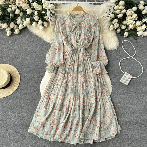 Aynaz Floral Pleated Dress(8 Colors)