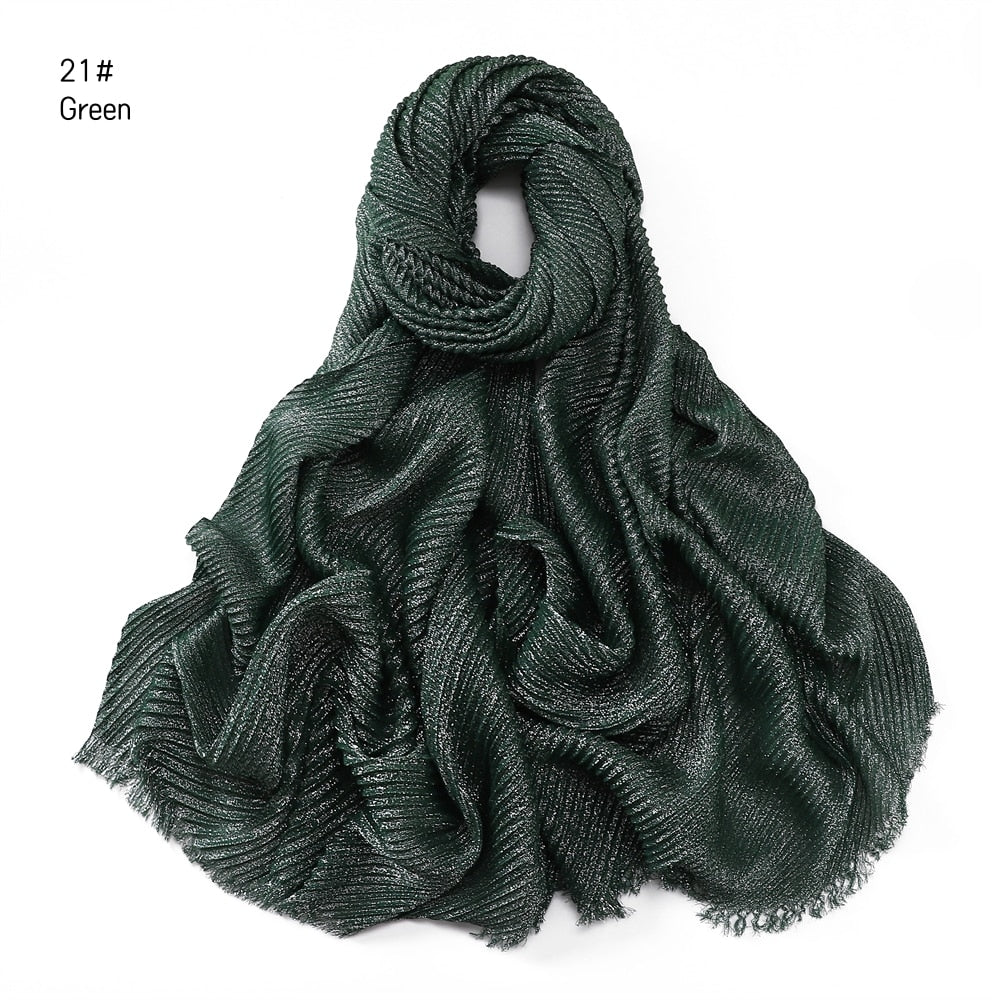 Shimmer Rippled Hijab(24 Colors)