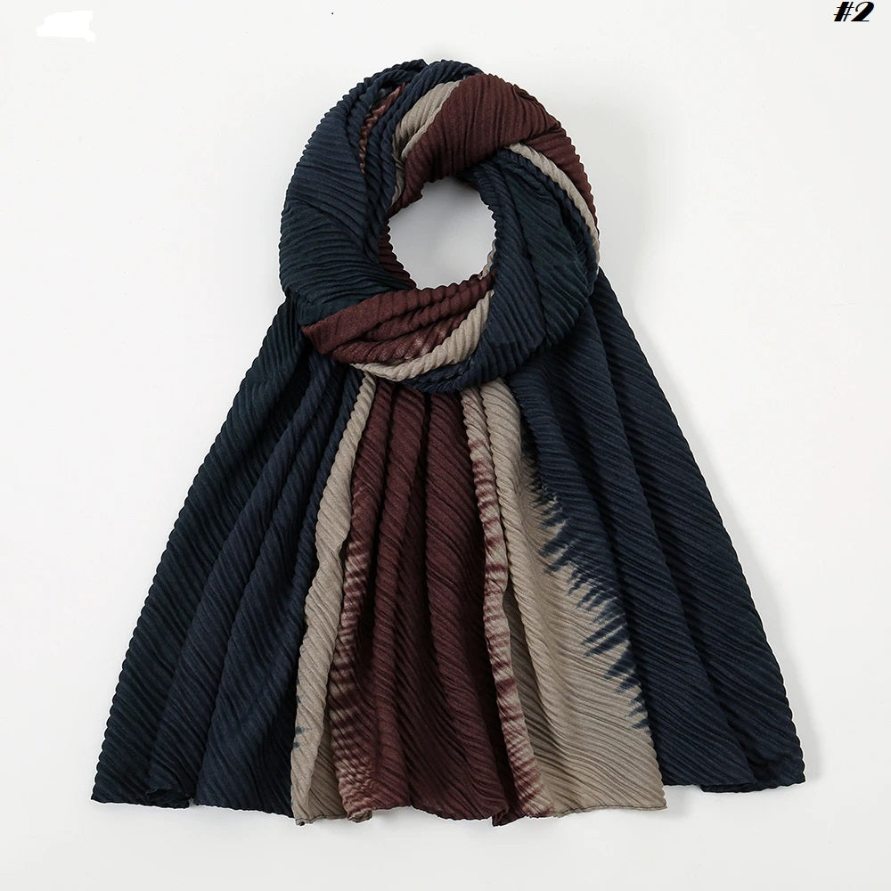 Falisha Pleated Mixed shaded Crinkle Cotton viscose Hijabs (7 Colors)