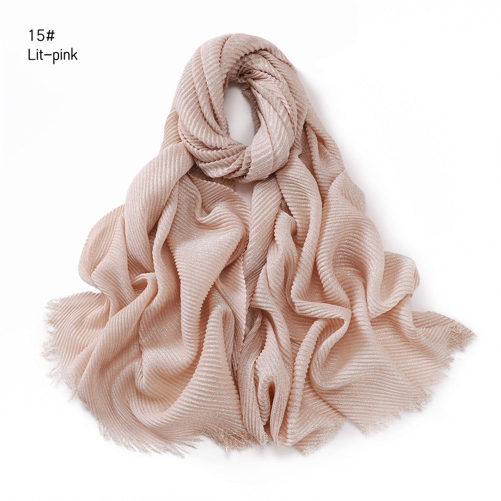 Shimmer Rippled Hijab(24 Colors)