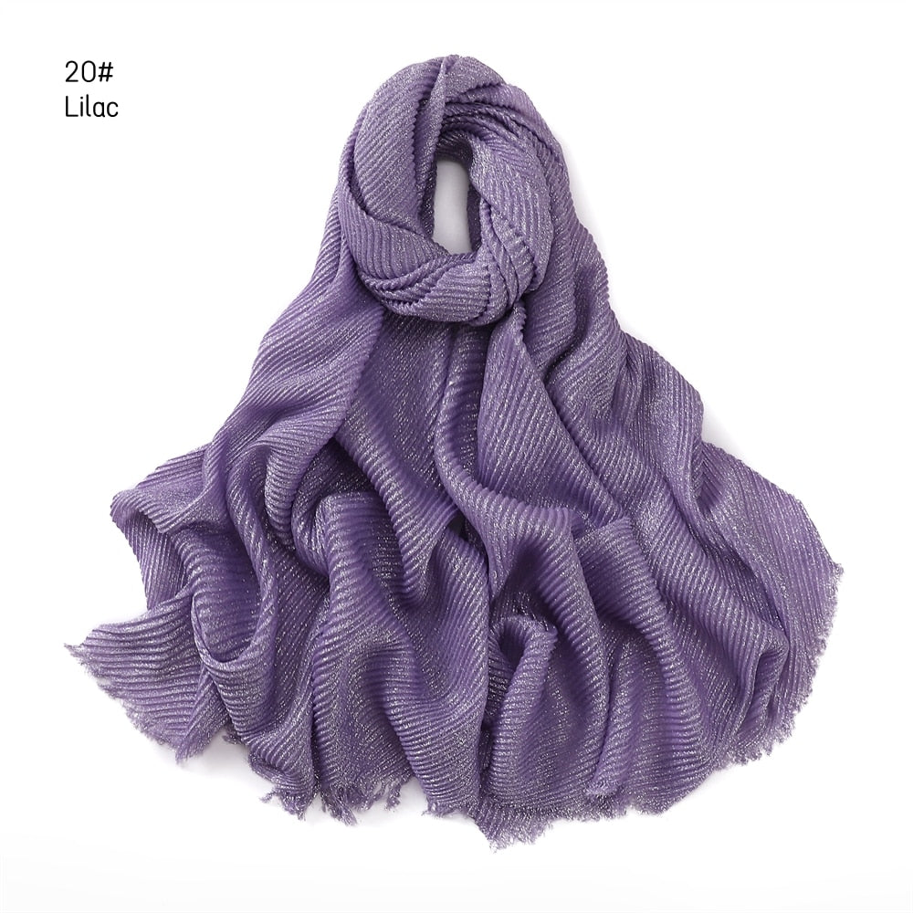Shimmer Rippled Hijab(24 Colors)