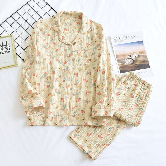 Beige Floral print Pajamas Set